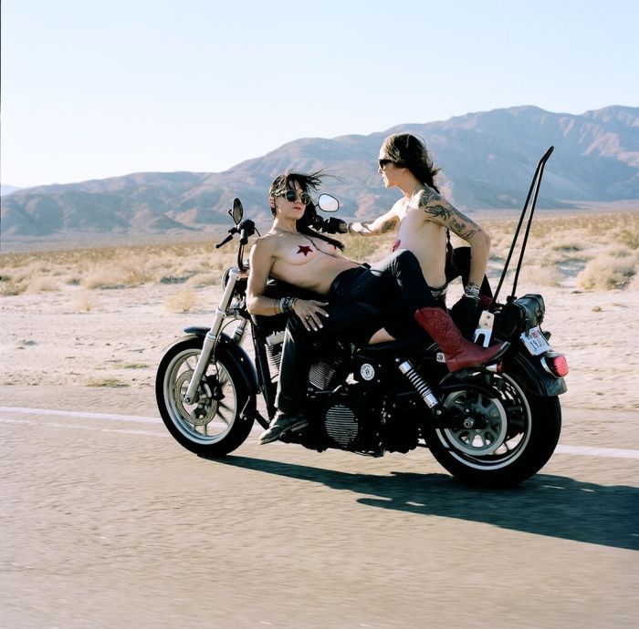 Girls on a motorcycle in Bucharest