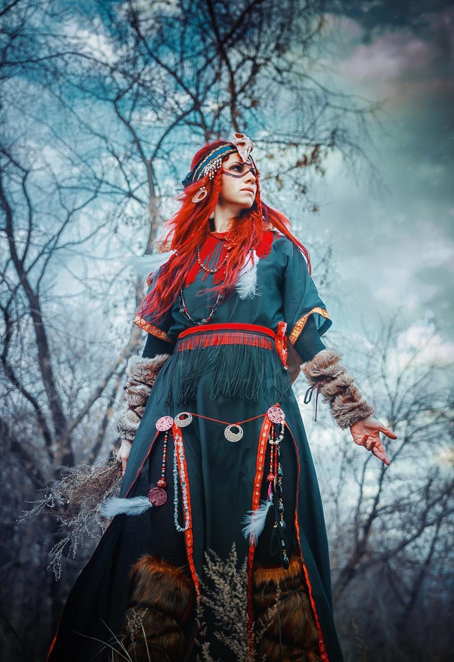 Girls in Slavic costumes underwear in Bucharest