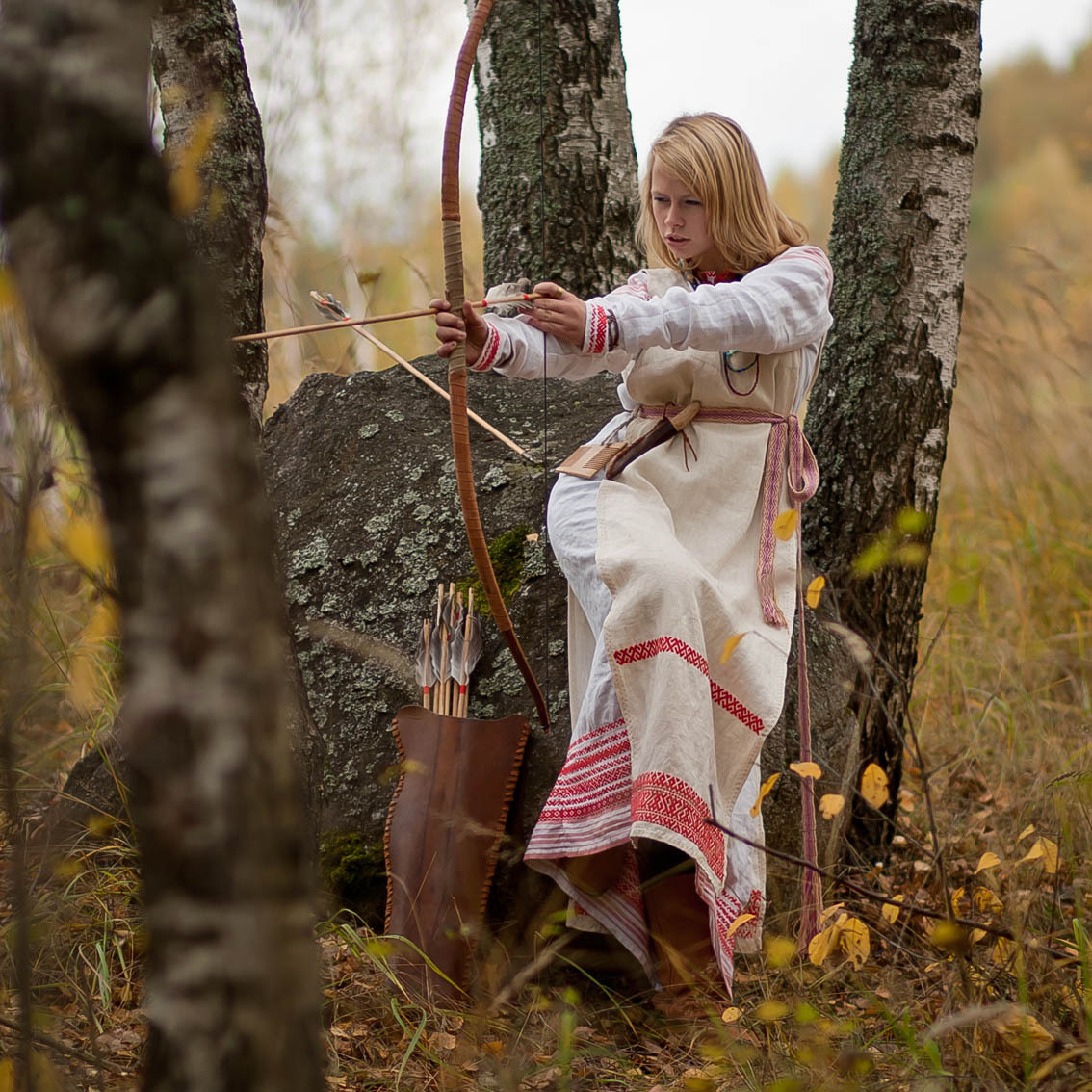 Sexy photo Girls in Slavic costumes in Bucharest